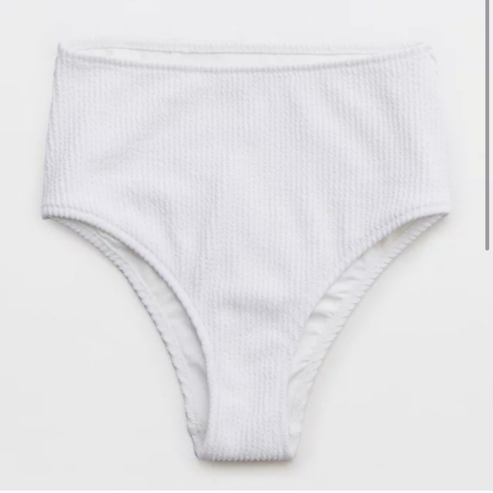 NWT!! Aerie White High-Waisted Crinkled Cheeky Bikini Bottom
